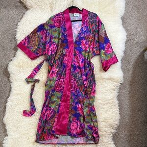 Vibrant Floral Vintage Kimono USA made